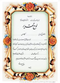 تقدیرنامه برجسته اکلیلی B5 کد 280